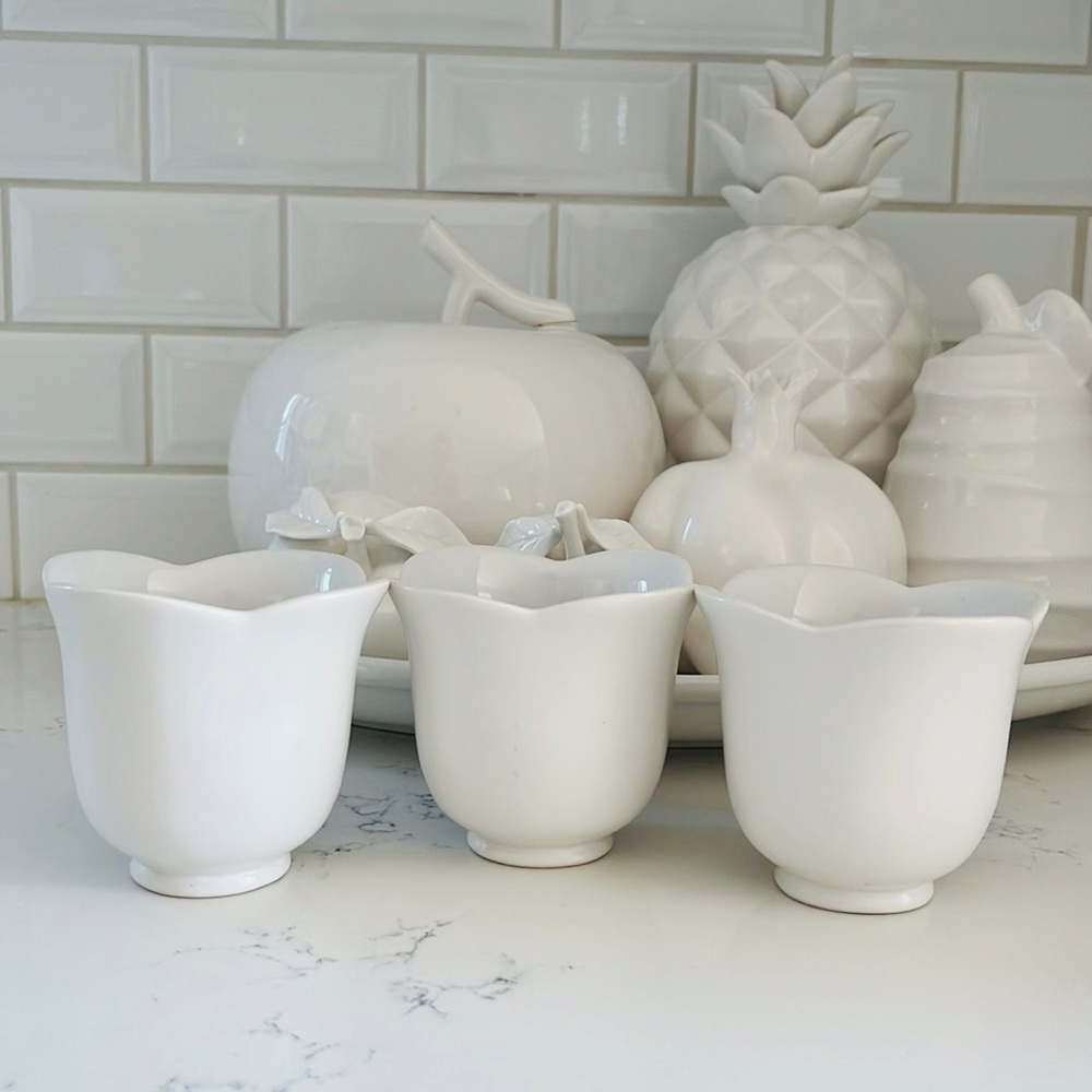 Country Living White Ceramic Candle Holders